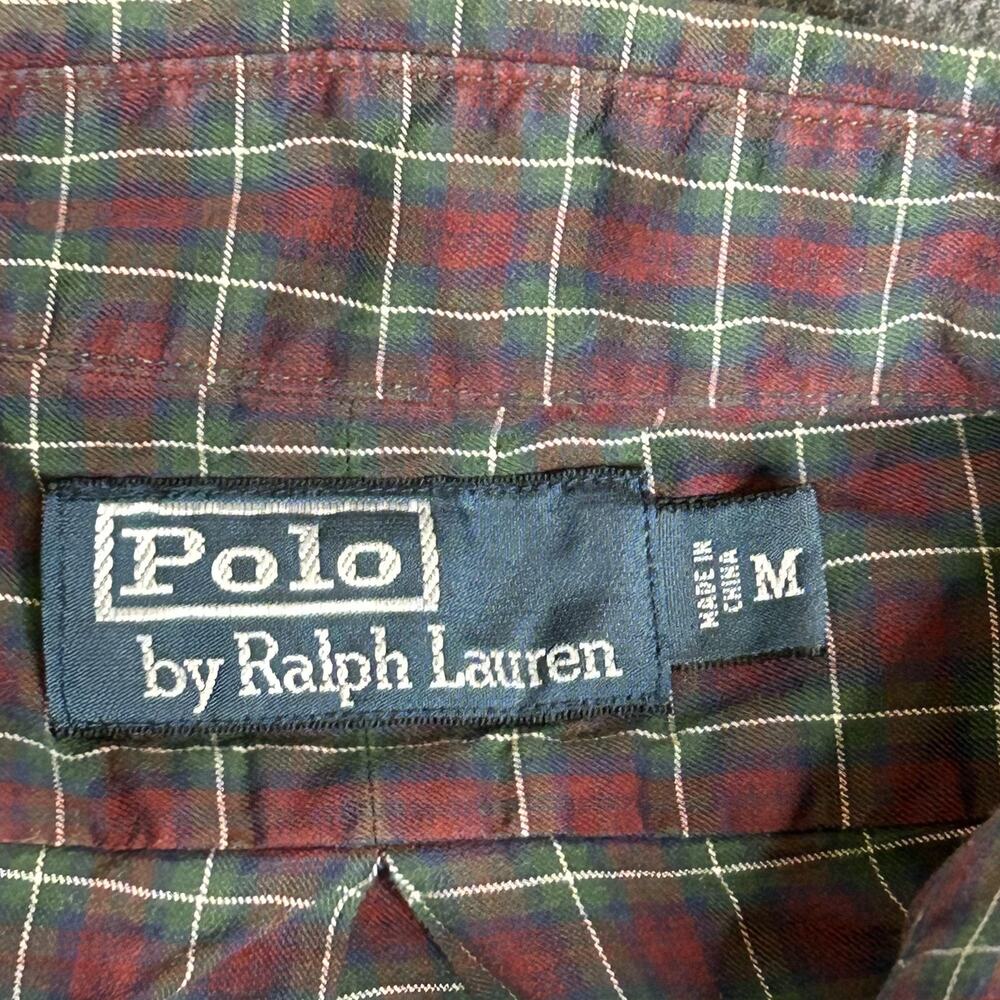 Polo Ralph Lauren Shirt Mens Medium Red Plaid Button Down Long Sleeve Cotton - Picture 4 of 9